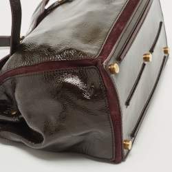 Pre Owned Yves Saint Laurent Burgundy Patent Leather Medium Muse Two Satchel