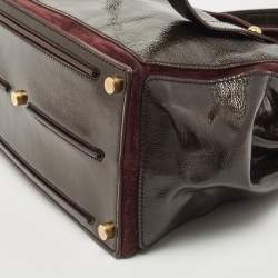 Pre Owned Yves Saint Laurent Burgundy Patent Leather Medium Muse Two Satchel