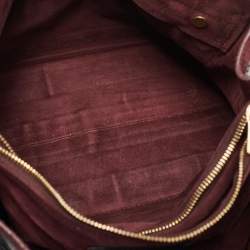 Pre Owned Yves Saint Laurent Burgundy Patent Leather Medium Muse Two Satchel