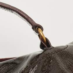 Pre Owned Yves Saint Laurent Burgundy Patent Leather Medium Muse Two Satchel