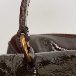 Pre Owned Yves Saint Laurent Burgundy Patent Leather Medium Muse Two Satchel