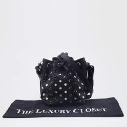 Pre Owned Saint Laurent Black Studded Leather Emmanuelle Bucket Bag