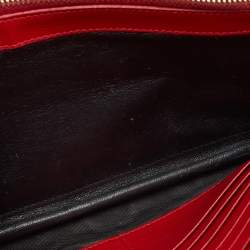 Saint Laurent Red Matelasse Leather Monogram Envelope Wallet on Chain