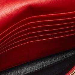 Saint Laurent Red Matelasse Leather Monogram Envelope Wallet on Chain