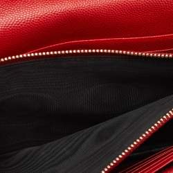 Saint Laurent Red Matelasse Leather Monogram Envelope Wallet on Chain