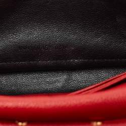 Saint Laurent Red Matelasse Leather Monogram Envelope Wallet on Chain