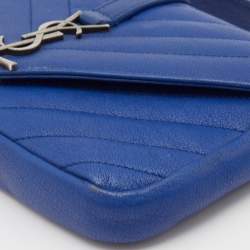 Pre Owned Saint Laurent Blue Leather Mini College Crossbody Bag