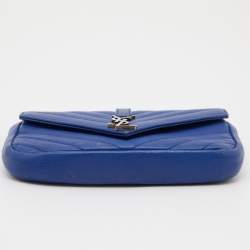 Pre Owned Saint Laurent Blue Leather Mini College Crossbody Bag
