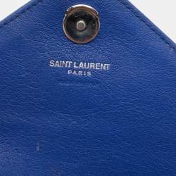Pre Owned Saint Laurent Blue Leather Mini College Crossbody Bag