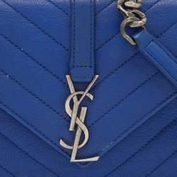 Pre Owned Saint Laurent Blue Leather Mini College Crossbody Bag