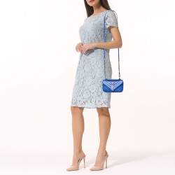 Pre Owned Saint Laurent Blue Leather Mini College Crossbody Bag