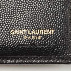 Pre Owned Saint Laurent Black Monogram Trifold Wallet