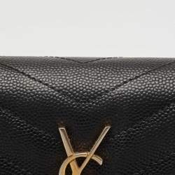 Pre Owned Saint Laurent Black Monogram Trifold Wallet