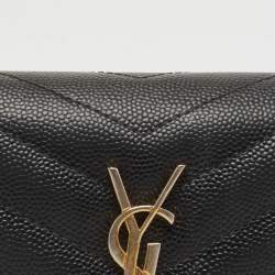 Pre Owned Saint Laurent Black Monogram Trifold Wallet