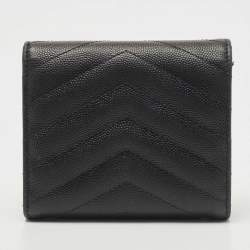 Pre Owned Saint Laurent Black Monogram Trifold Wallet