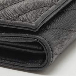 Pre Owned Saint Laurent Black Monogram Trifold Wallet