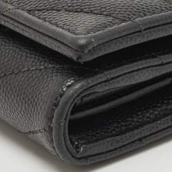 Pre Owned Saint Laurent Black Monogram Trifold Wallet