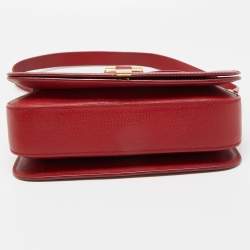 Pre Owned Saint Laurent Red Leather Medium Universite Shoulder Bag
