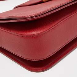 Pre Owned Saint Laurent Red Leather Medium Universite Shoulder Bag