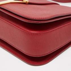 Pre Owned Saint Laurent Red Leather Medium Universite Shoulder Bag