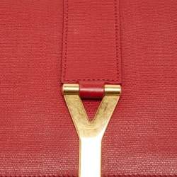 Pre Owned Saint Laurent Red Leather Medium Universite Shoulder Bag