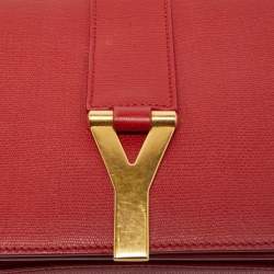 Pre Owned Saint Laurent Red Leather Medium Universite Shoulder Bag