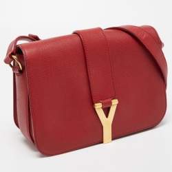 Pre Owned Saint Laurent Red Leather Medium Universite Shoulder Bag