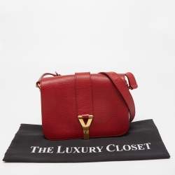 Pre Owned Saint Laurent Red Leather Medium Universite Shoulder Bag