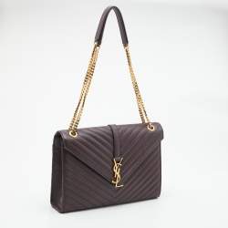 مملوكة مسبقًا حقيبة كتف سان لوران جلد ماتيلاسيه أزرق كبيرة مونوغرام ظرفية