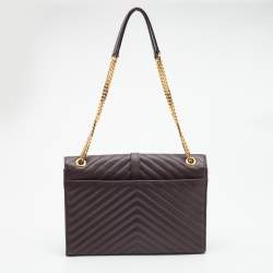 مملوكة مسبقًا حقيبة كتف سان لوران جلد ماتيلاسيه أزرق كبيرة مونوغرام ظرفية