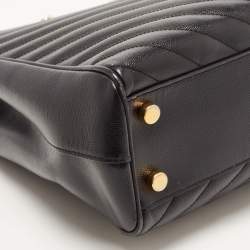 Saint Laurent Black Matelasse Leather Cassandre Shopper Tote