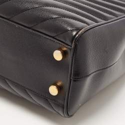 Saint Laurent Black Matelasse Leather Cassandre Shopper Tote