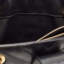 Saint Laurent Black Matelasse Leather Cassandre Shopper Tote