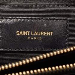 Saint Laurent Black Matelasse Leather Cassandre Shopper Tote