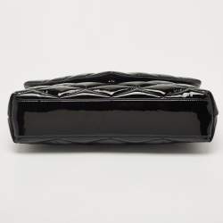 Saint Laurent Black Quilted Patent Leather Sade Puffer Envelope Clutch