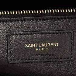 Saint Laurent Black Quilted Patent Leather Sade Puffer Envelope Clutch