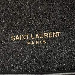 Saint Laurent Black Quilted Patent Leather Sade Puffer Envelope Clutch