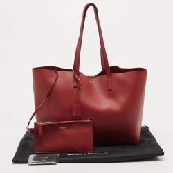 Saint Laurent Red Leather E/W Shopper Tote