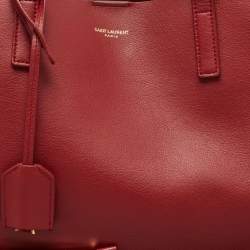 Saint Laurent Red Leather E/W Shopper Tote