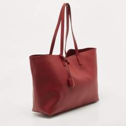 Saint Laurent Red Leather E/W Shopper Tote