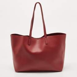 Saint Laurent Red Leather E/W Shopper Tote
