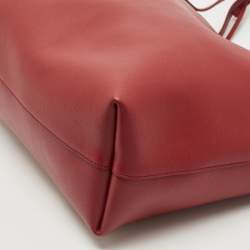 Saint Laurent Red Leather E/W Shopper Tote
