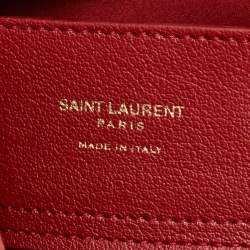 Saint Laurent Red Leather E/W Shopper Tote