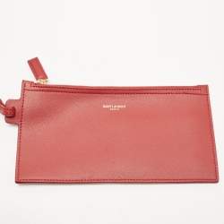 Saint Laurent Red Leather E/W Shopper Tote