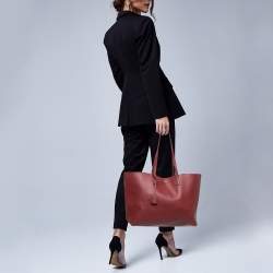 Saint Laurent Red Leather E/W Shopper Tote