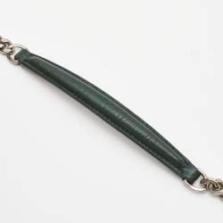 Pre Owned Saint Laurent Green Croc Embossed Leather Medium Sunset Shoulder Bag