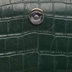 Pre Owned Saint Laurent Green Croc Embossed Leather Medium Sunset Shoulder Bag
