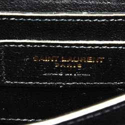 Pre Owned Saint Laurent Burgundy Croc Embossed Leather Mini Cassandra Top Handle Bag