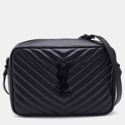 Lou Camera Leather Crossbody Bag in Black - Saint Laurent