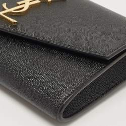 Saint Laurent Black Leather Uptown Wallet on Chain